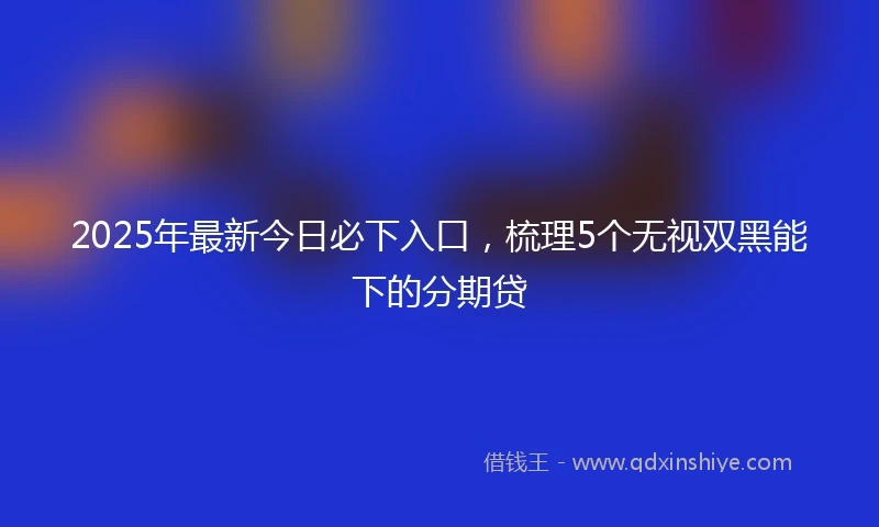2025年最新今日必下入口，梳理5个无视双黑能下的分期贷