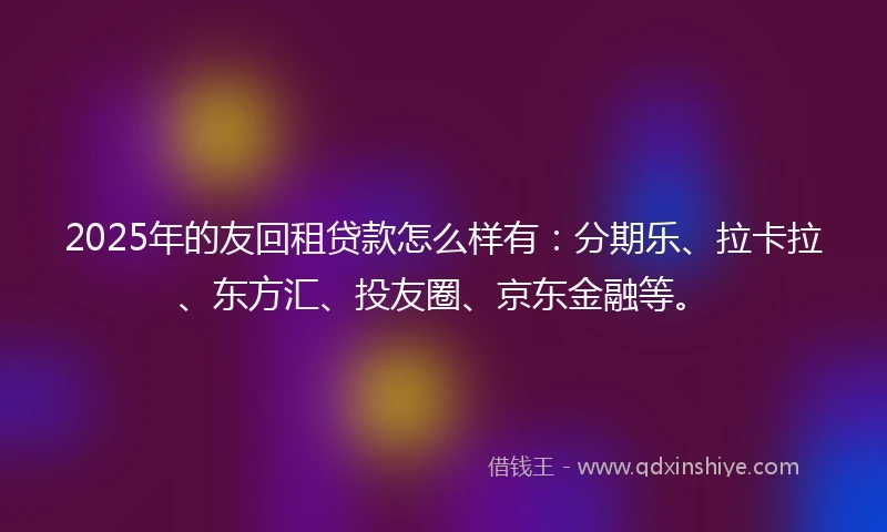2025年的友回租贷款怎么样有：分期乐、拉卡拉、东方汇、投友圈、京东金融等。