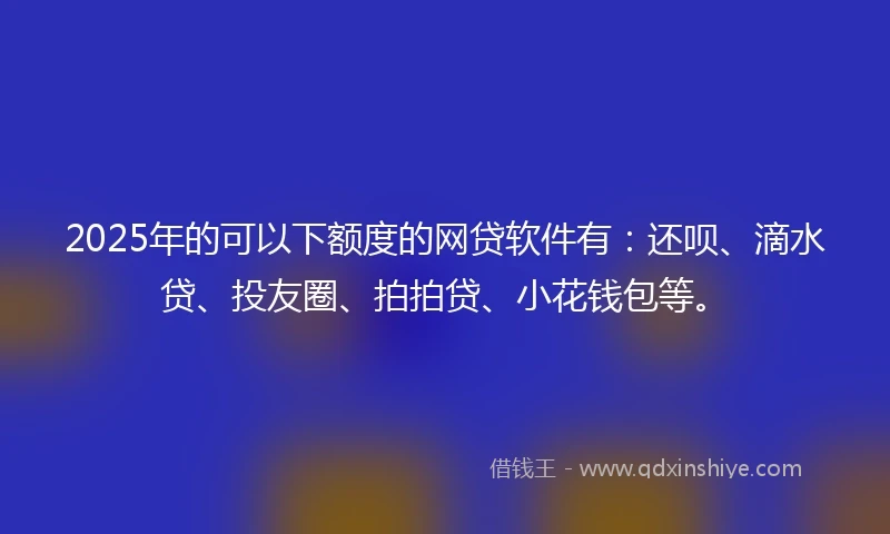 2025年的可以下额度的网贷软件有：还呗、滴水贷、投友圈、拍拍贷、小花钱包等。