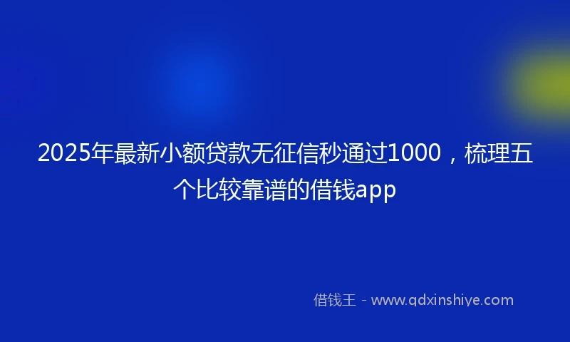 2025年最新小额贷款无征信秒通过1000，梳理五个比较靠谱的借钱app