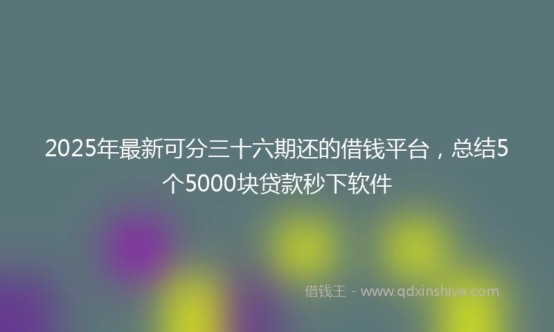 2025年最新可分三十六期还的借钱平台，总结5个5000块贷款秒下软件
