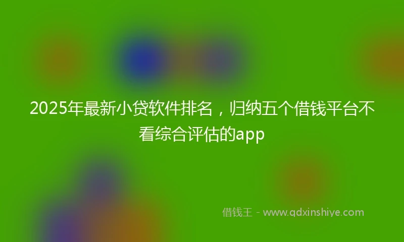 2025年最新小贷软件排名，归纳五个借钱平台不看综合评估的app