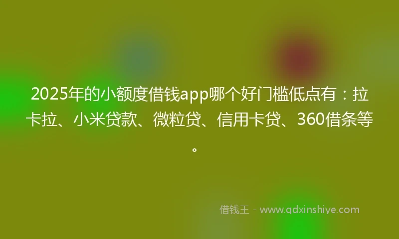 2025年的小额度借钱app哪个好门槛低点有：拉卡拉、小米贷款、微粒贷、信用卡贷、360借条等。