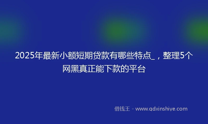 2025年最新小额短期贷款有哪些特点_，整理5个网黑真正能下款的平台