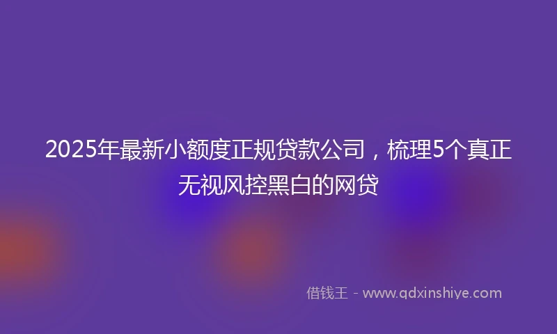 2025年最新小额度正规贷款公司，梳理5个真正无视风控黑白的网贷