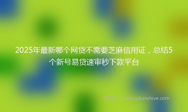 2025年最新哪个网贷不需要芝麻信用证，总结5个新号易贷速审秒下款平台
