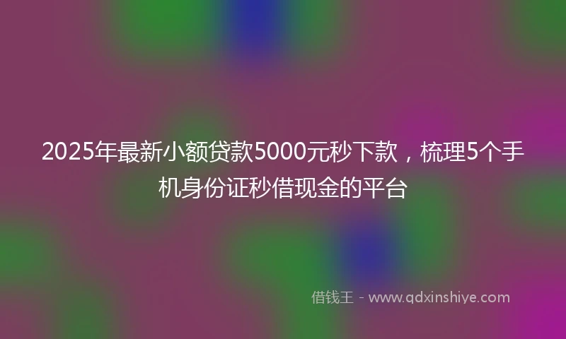 2025年最新小额贷款5000元秒下款，梳理5个手机身份证秒借现金的平台