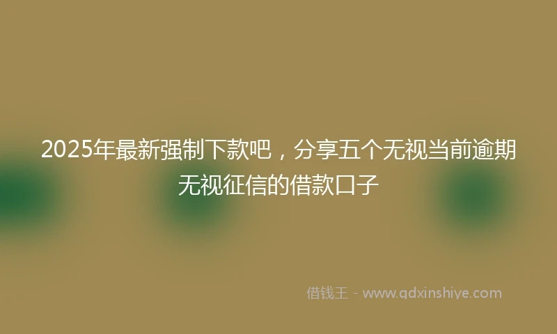 2025年最新强制下款吧，分享五个无视当前逾期无视征信的借款口子