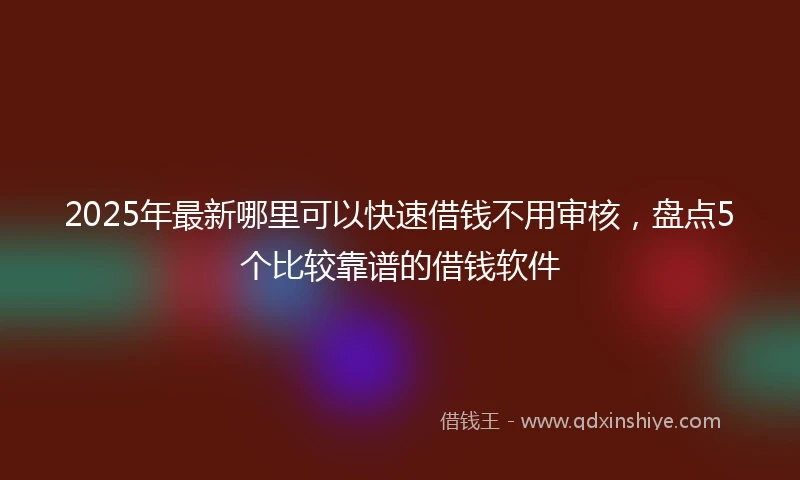 2025年最新哪里可以快速借钱不用审核，盘点5个比较靠谱的借钱软件