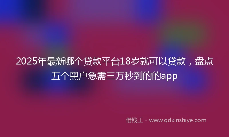 2025年最新哪个贷款平台18岁就可以贷款，盘点五个黑户急需三万秒到的的app