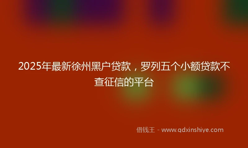 2025年最新徐州黑户贷款，罗列五个小额贷款不查征信的平台