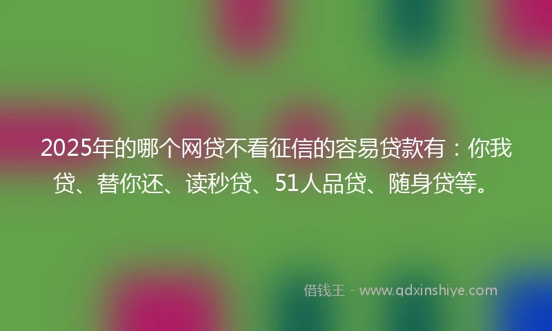 2025年的哪个网贷不看征信的容易贷款有：你我贷、替你还、读秒贷、51人品贷、随身贷等。