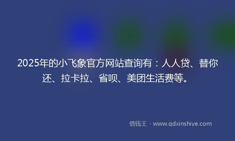 2025年的小飞象官方网站查询有：人人贷、替你还、拉卡拉、省呗、美团生活费等。