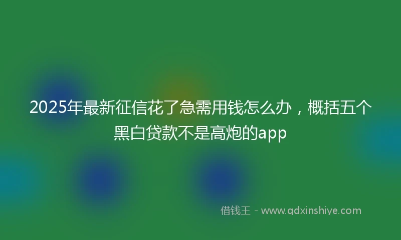 2025年最新征信花了急需用钱怎么办，概括五个黑白贷款不是高炮的app