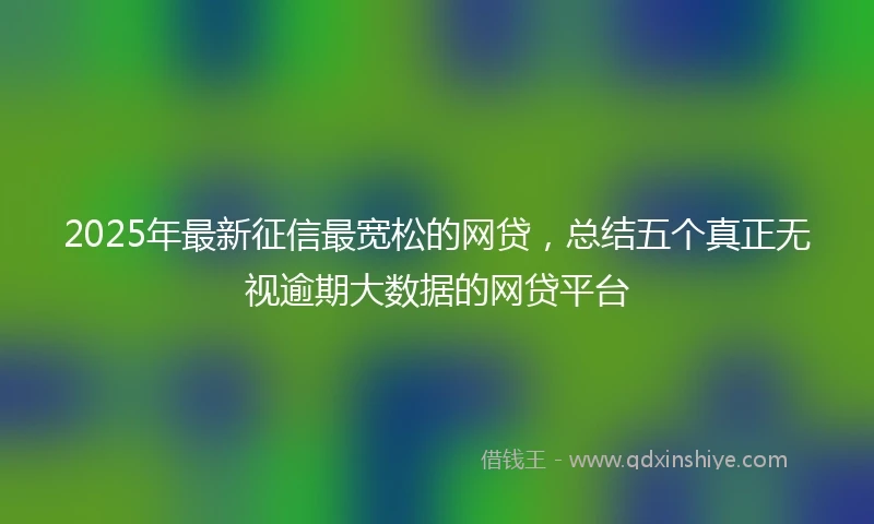 2025年最新征信最宽松的网贷，总结五个真正无视逾期大数据的网贷平台