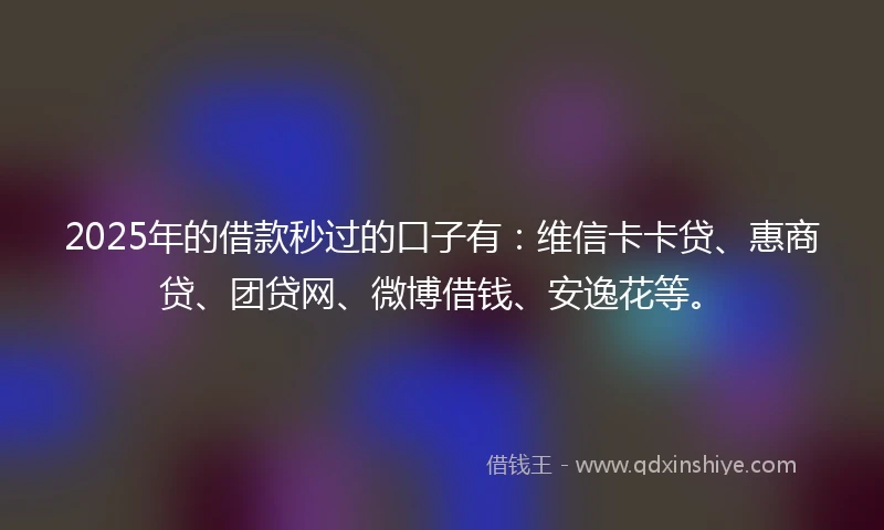 2025年的借款秒过的口子有：维信卡卡贷、惠商贷、团贷网、微博借钱、安逸花等。