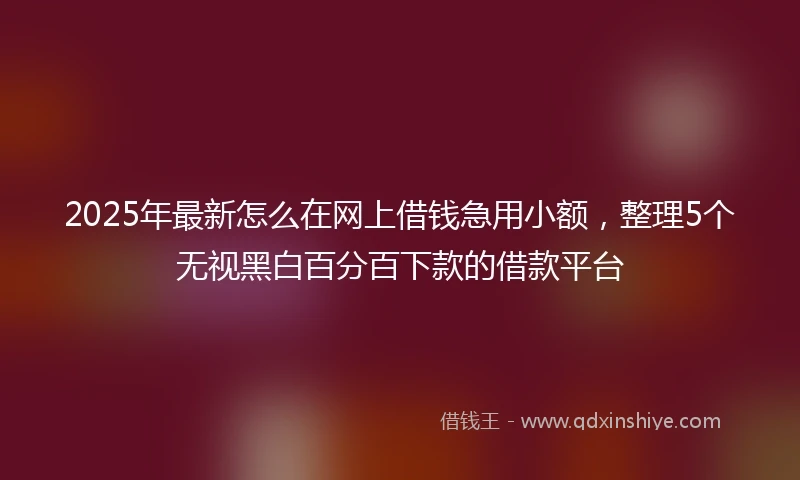 2025年最新怎么在网上借钱急用小额，整理5个无视黑白百分百下款的借款平台