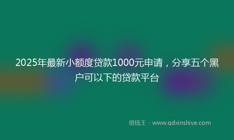 2025年最新小额度贷款1000元申请，分享五个黑户可以下的贷款平台