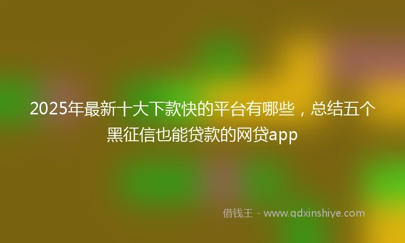 2025年最新十大下款快的平台有哪些，总结五个黑征信也能贷款的网贷app