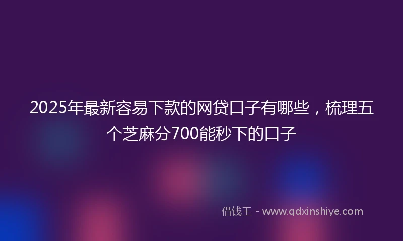 2025年最新容易下款的网贷口子有哪些，梳理五个芝麻分700能秒下的口子