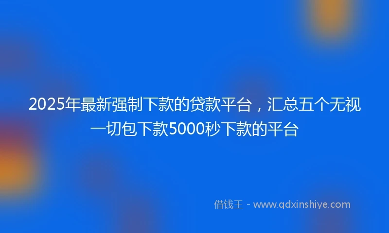 2025年最新强制下款的贷款平台，汇总五个无视一切包下款5000秒下款的平台