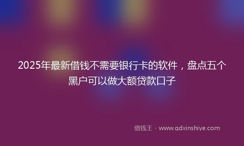 2025年最新借钱不需要银行卡的软件，盘点五个黑户可以做大额贷款口子