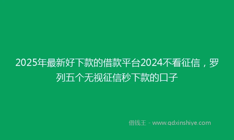 2025年最新好下款的借款平台2024不看征信，罗列五个无视征信秒下款的口子