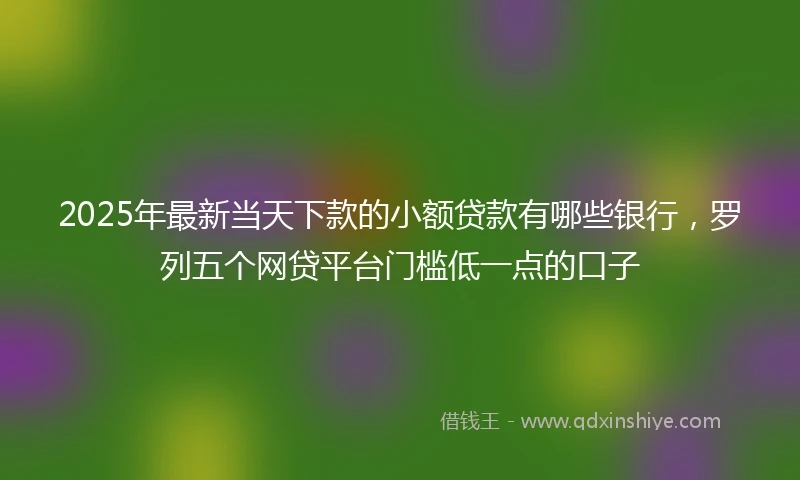 2025年最新当天下款的小额贷款有哪些银行，罗列五个网贷平台门槛低一点的口子