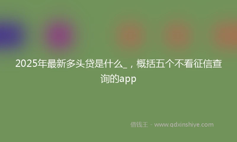 2025年最新多头贷是什么_，概括五个不看征信查询的app