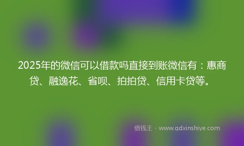 2025年的微信可以借款吗直接到账微信有：惠商贷、融逸花、省呗、拍拍贷、信用卡贷等。