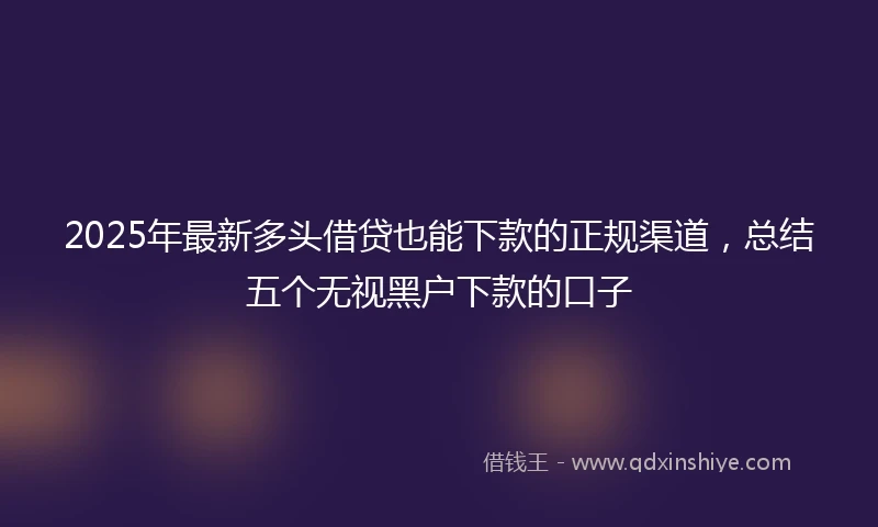 2025年最新多头借贷也能下款的正规渠道，总结五个无视黑户下款的口子