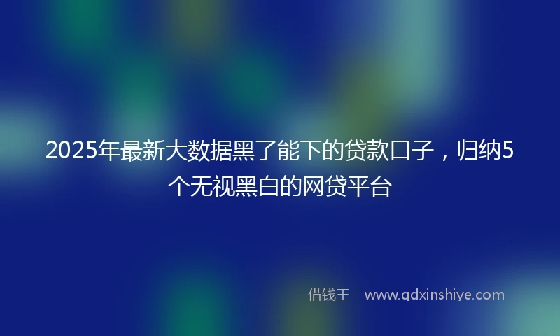 2025年最新大数据黑了能下的贷款口子，归纳5个无视黑白的网贷平台