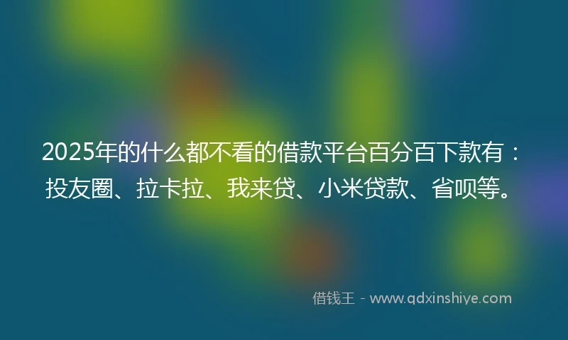 2025年的什么都不看的借款平台百分百下款有：投友圈、拉卡拉、我来贷、小米贷款、省呗等。