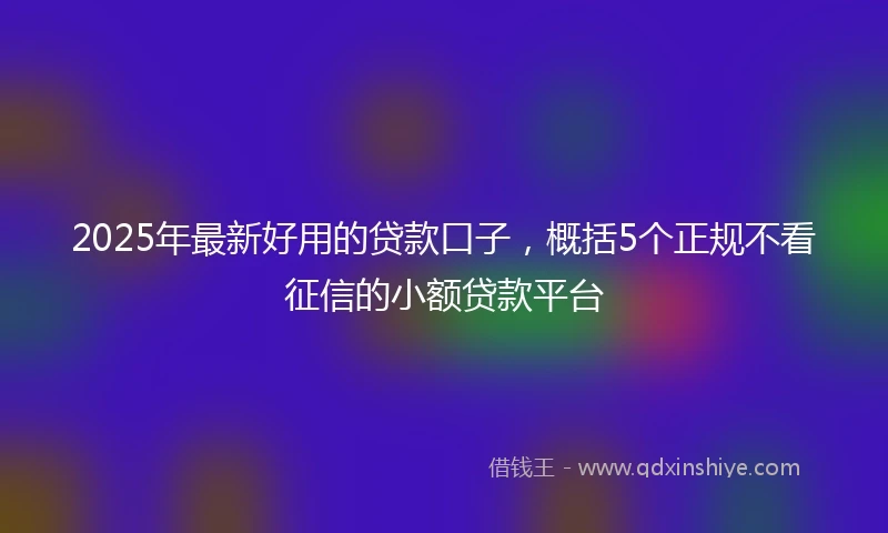 2025年最新好用的贷款口子，概括5个正规不看征信的小额贷款平台