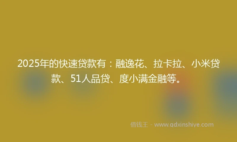 2025年的快速贷款有：融逸花、拉卡拉、小米贷款、51人品贷、度小满金融等。