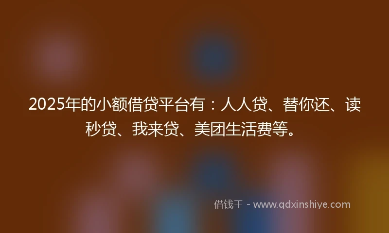 2025年的小额借贷平台有：人人贷、替你还、读秒贷、我来贷、美团生活费等。