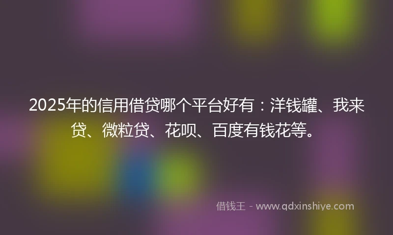 2025年的信用借贷哪个平台好有：洋钱罐、我来贷、微粒贷、花呗、百度有钱花等。