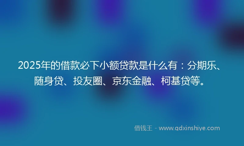 2025年的借款必下小额贷款是什么有：分期乐、随身贷、投友圈、京东金融、柯基贷等。