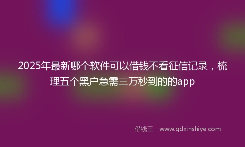 2025年最新哪个软件可以借钱不看征信记录，梳理五个黑户急需三万秒到的的app