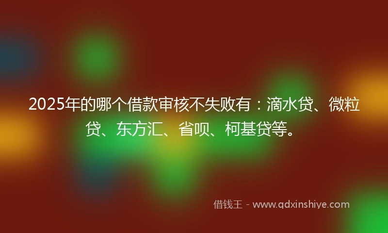 2025年的哪个借款审核不失败有：滴水贷、微粒贷、东方汇、省呗、柯基贷等。