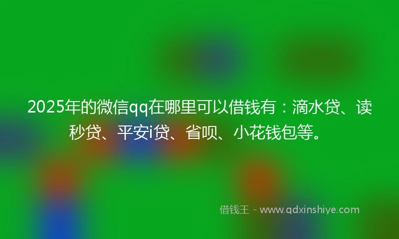 2025年的微信qq在哪里可以借钱有：滴水贷、读秒贷、平安i贷、省呗、小花钱包等。