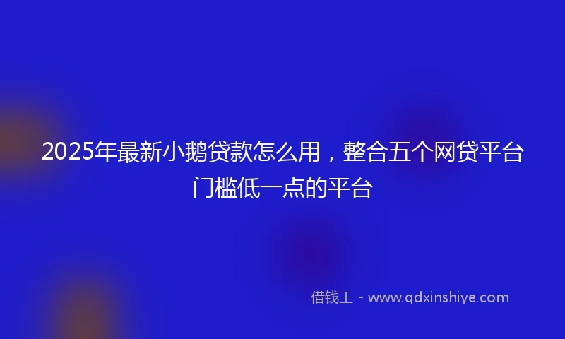2025年最新小鹅贷款怎么用，整合五个网贷平台门槛低一点的平台