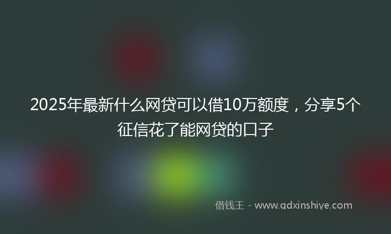 2025年最新什么网贷可以借10万额度，分享5个征信花了能网贷的口子