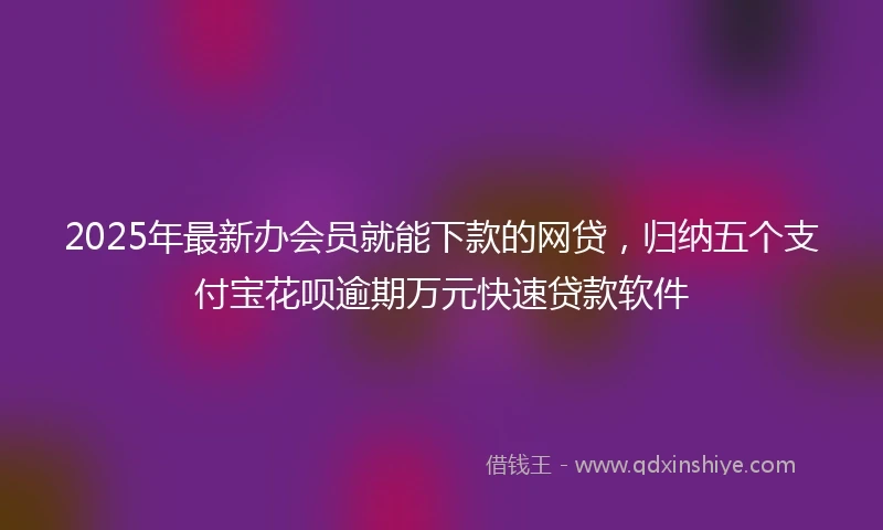 2025年最新办会员就能下款的网贷，归纳五个支付宝花呗逾期万元快速贷款软件