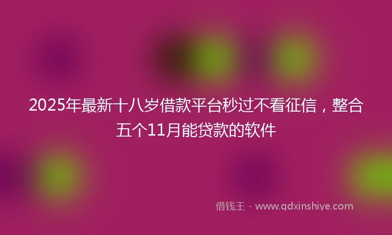 2025年最新十八岁借款平台秒过不看征信，整合五个11月能贷款的软件