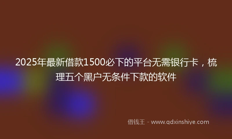 2025年最新借款1500必下的平台无需银行卡，梳理五个黑户无条件下款的软件