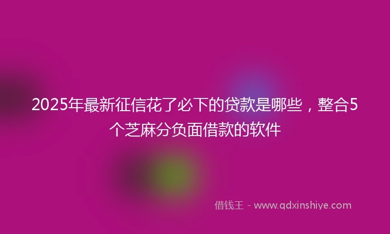 2025年最新征信花了必下的贷款是哪些，整合5个芝麻分负面借款的软件