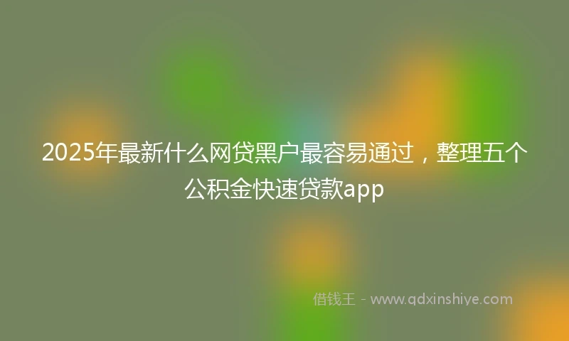 2025年最新什么网贷黑户最容易通过，整理五个公积金快速贷款app