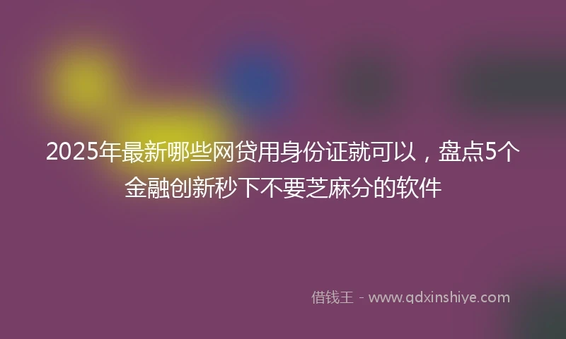 2025年最新哪些网贷用身份证就可以，盘点5个金融创新秒下不要芝麻分的软件