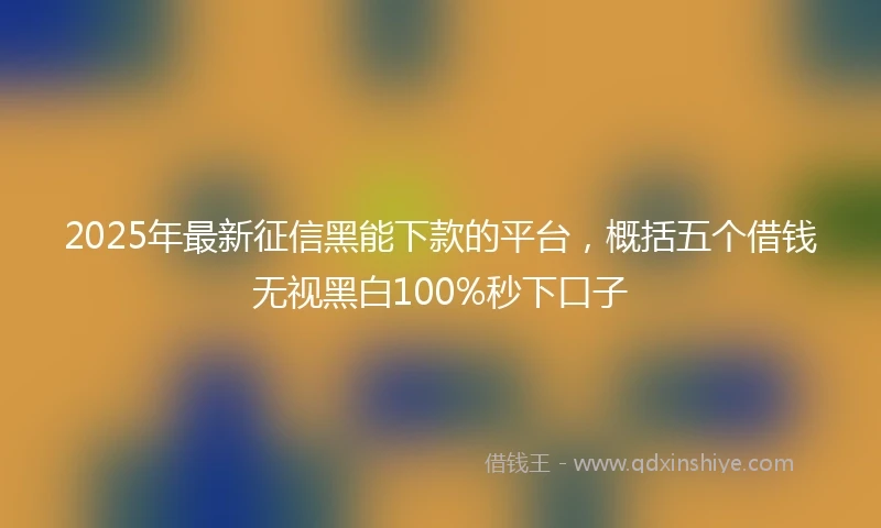 2025年最新征信黑能下款的平台，概括五个借钱无视黑白100%秒下口子